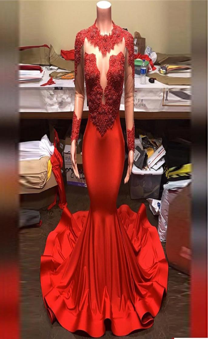 Sexy Red Long Sleeves Prom Dresses Sheer Neck Satin Lace Beads Sweep Train Cocktail Party Gowns Custom Size Evening Wear5005269
Sexy Red Long Sleeves Prom Dresses Sheer Neck Satin Lace Beads Sweep Train Cocktail Party Gowns Custom Size Evening Wear5005269