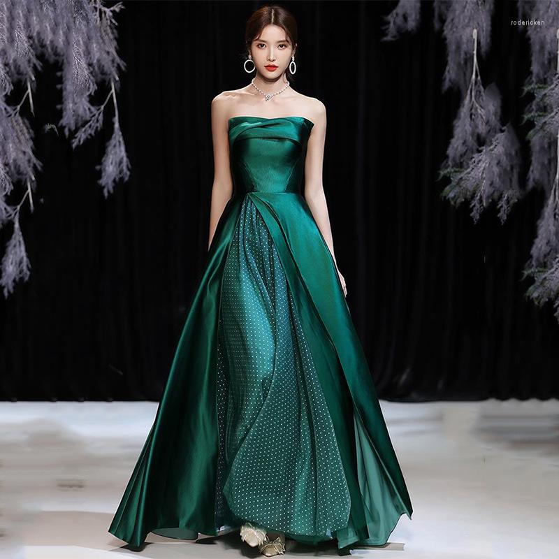 Ethnic Clothing Elegant Tube Top Prom Evening Dress Women Dark Green Satin Formal Party Vestidos De Noche
Ethnic Clothing Elegant Tube Top Prom Evening Dress Women Dark Green Satin Formal Party Vestidos De Noche