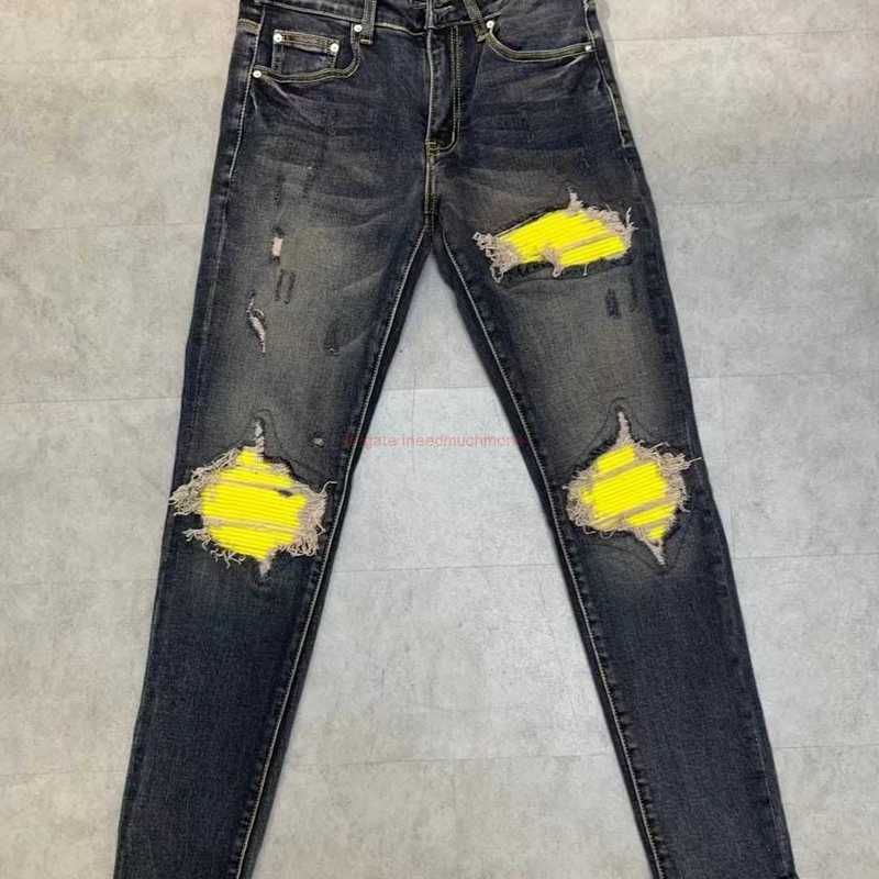 Designer Clothing Amires Jeans Denim Pants Amies Trendy Brand Washed Hole Made Old Patch Mx1 Elastic Slim Fit Mens American High Street Ins Feet Distressed, Picture color
Designer Clothing Amires Jeans Denim Pants Amies Trendy Brand Washed Hole Made Old Patch Mx1 Elastic Slim Fit Mens American High Street Ins Feet Distressed, Picture color