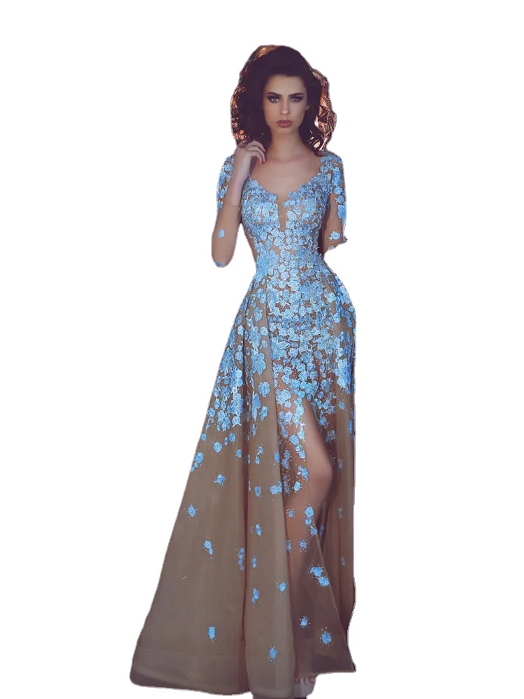 Light Sky Blue Overskirt Long Sleeves Evening Dresses Beaded Plus Size Side Split Prom Gowns A Line Floor Length Appliqued Formal Dress, Lavender
Light Sky Blue Overskirt Long Sleeves Evening Dresses Beaded Plus Size Side Split Prom Gowns A Line Floor Length Appliqued Formal Dress, Lavender