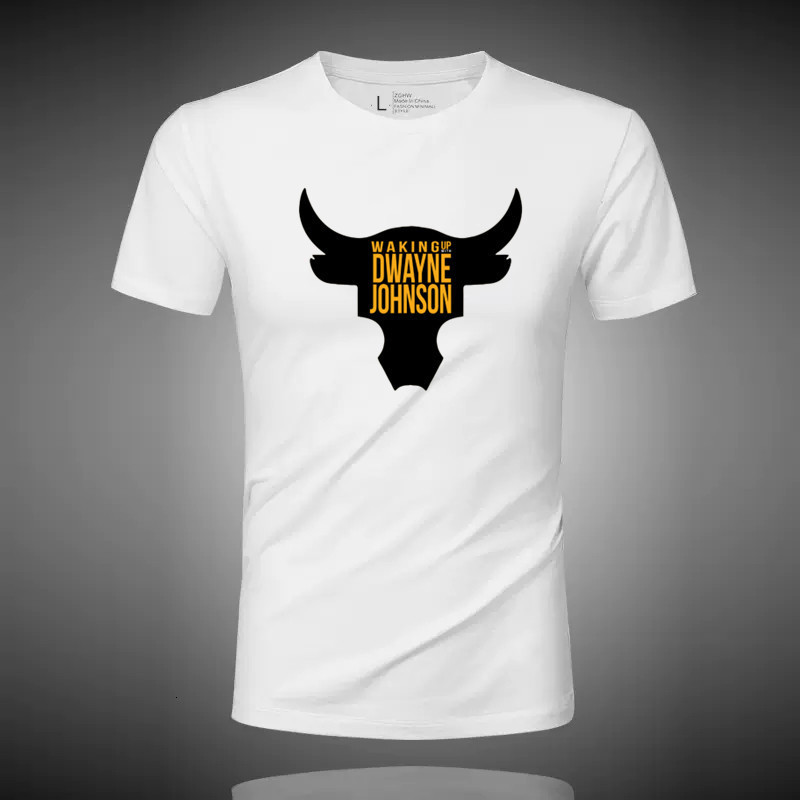 Men's TShirts Project Rock Johnson Training Sports Short Sleeve TShirt Cow Head Print Comfortable Breathable ONeck Sport Style 230627