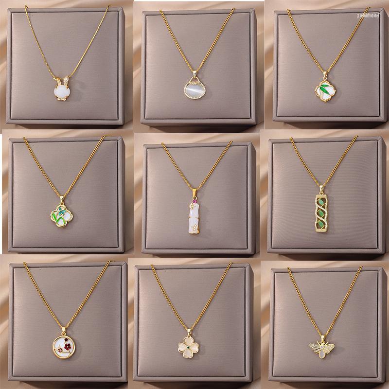 Choker Stainless Steel Bee Bamboo Flower Necklace For Women Natural Stone Opal Pendant Necklaces Chain Jewelry Gift
Choker Stainless Steel Bee Bamboo Flower Necklace For Women Natural Stone Opal Pendant Necklaces Chain Jewelry Gift