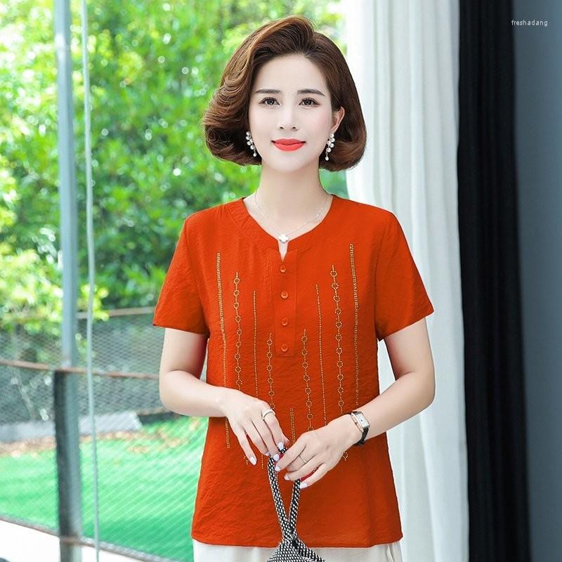 Women's T Shirts Summer O-Neck Embroidery Shirt Middle Age Women Clothes Casual Loose Mother Short Sleeve Top Pullover, Orange
Women's T Shirts Summer O-Neck Embroidery Shirt Middle Age Women Clothes Casual Loose Mother Short Sleeve Top Pullover, Orange