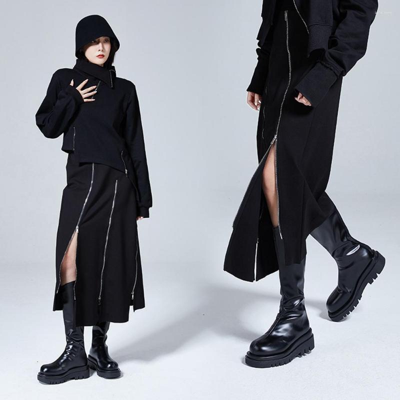Skirts Gothic Punk Black Long Skirt Fashion Women's A-line High Waist Irregular Split Front Zipper Decoration Y2k RS597, As the picture
Skirts Gothic Punk Black Long Skirt Fashion Women's A-line High Waist Irregular Split Front Zipper Decoration Y2k RS597, As the picture