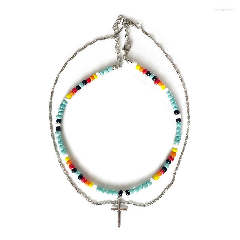 Pendant Necklaces Latest Rainbow Seed Beads Faceted Zircon Cross Cactus Link Chain Necklace For Women 2 Layers Trendy Beach Jewelry
Pendant Necklaces Latest Rainbow Seed Beads Faceted Zircon Cross Cactus Link Chain Necklace For Women 2 Layers Trendy Beach Jewelry