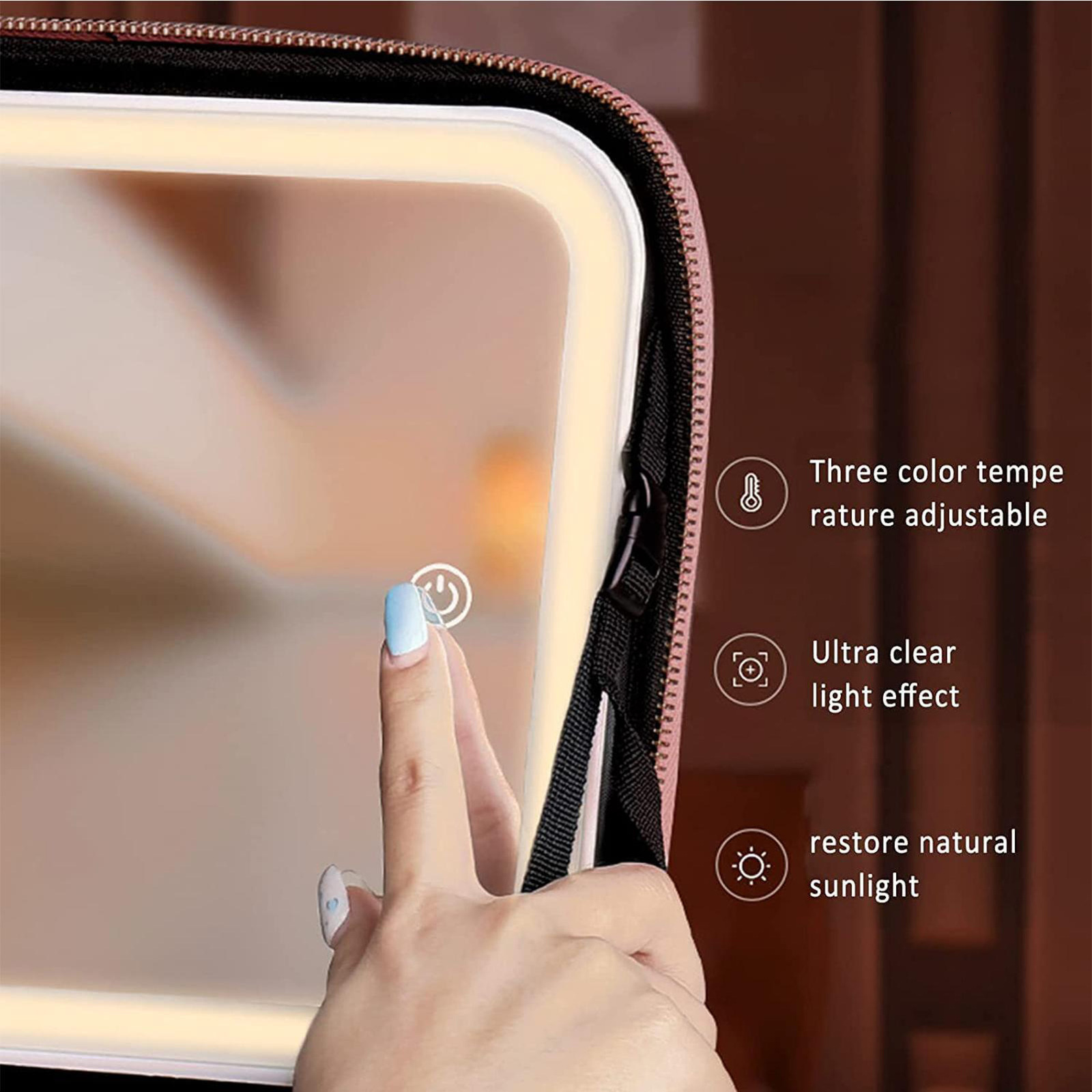 Cosmetic Bags Cases Smart LED Makeup bag With Mirror With Compartments Waterproof PU Leather Travel Cosmetic Case For Women 230627
