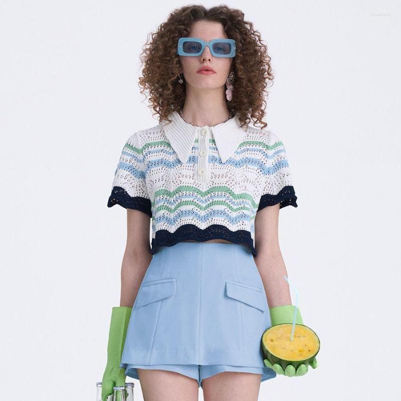 Women's T Shirts Hollow Out Loose Casual Women Knitted Pullovers Tees T-Shirt Short Sleeves Turn-Down Neck Elegant Lady Crop Tops Clothes, Blue
Women's T Shirts Hollow Out Loose Casual Women Knitted Pullovers Tees T-Shirt Short Sleeves Turn-Down Neck Elegant Lady Crop Tops Clothes, Blue