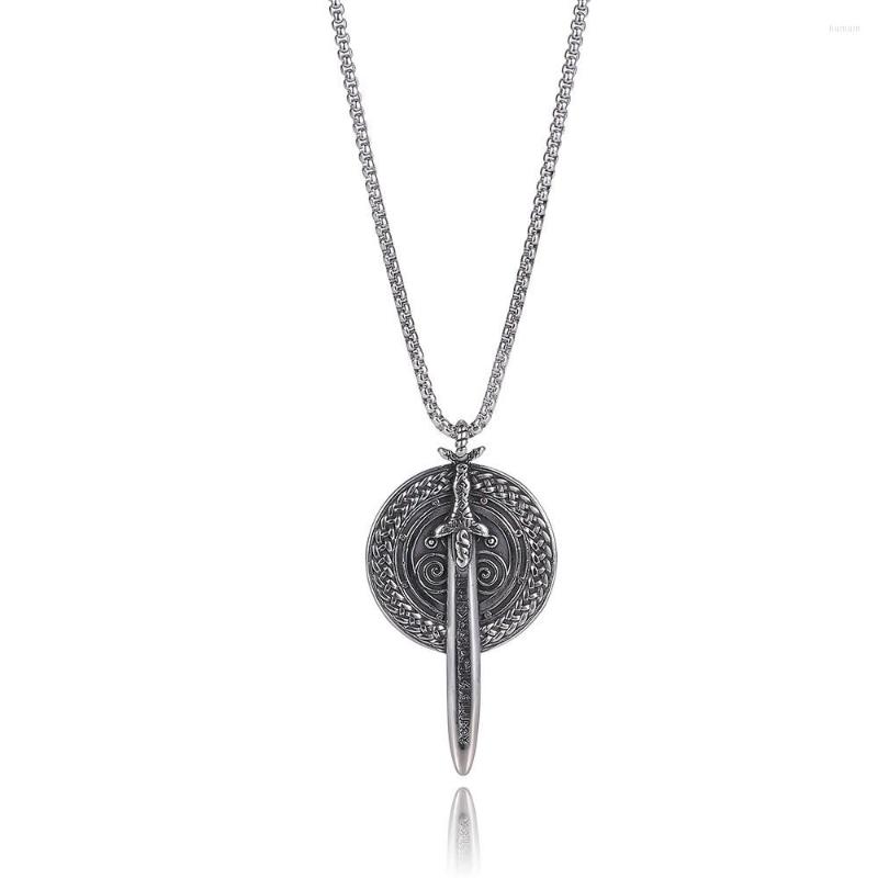 Pendant Necklaces Vintage Warrior Sword Shield Men's Necklace Gothic Hip Hop Style Creative Long Accessory
Pendant Necklaces Vintage Warrior Sword Shield Men's Necklace Gothic Hip Hop Style Creative Long Accessory
