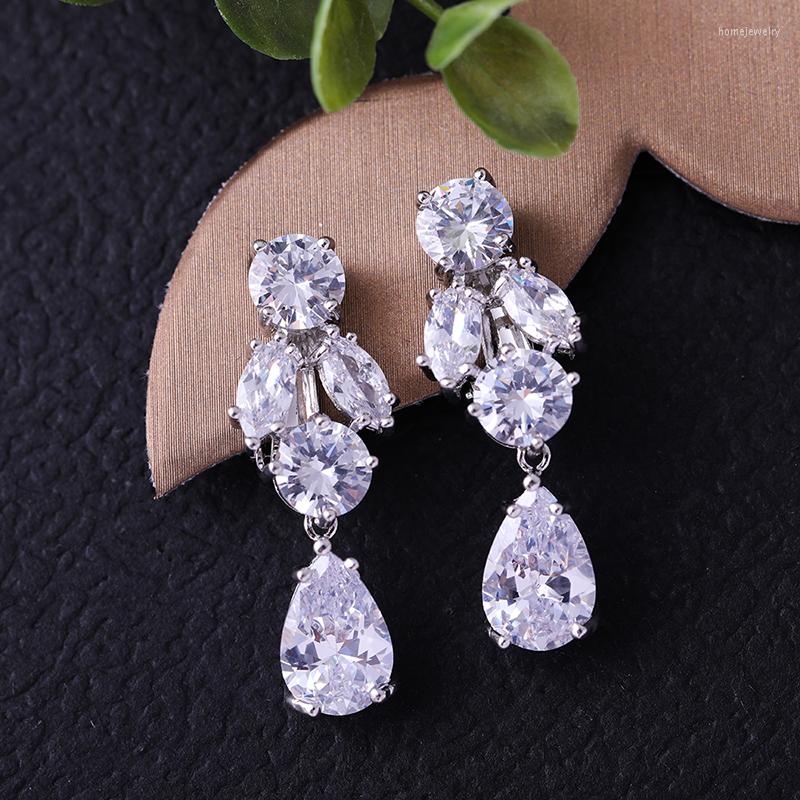 Dangle Earrings Huitan Delicate Hanging Bridal Wedding Accessories Silver Color With Crystal CZ Stone Trendy Jewelry For Women
Dangle Earrings Huitan Delicate Hanging Bridal Wedding Accessories Silver Color With Crystal CZ Stone Trendy Jewelry For Women