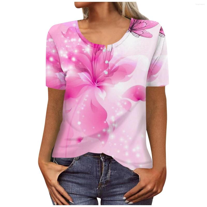 Women' T Shirts Woemn' Fashion Round Neck Short Sleeve Elegant Floral Printed Temperament Button T-shirt Loose Casual Top Comfort Tee, Pink
Women' T Shirts Woemn' Fashion Round Neck Short Sleeve Elegant Floral Printed Temperament Button T-shirt Loose Casual Top Comfort Tee, Pink