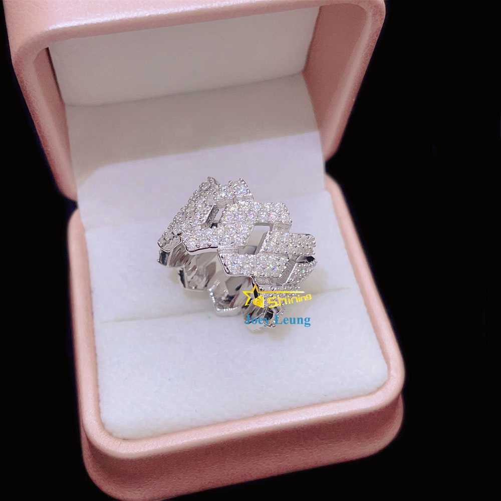 Pass Diamond Tester Silver Gold Plated Vvs Moissanite Dimoand Custom Cuban Hip Hop Men Pinky Iced Out Ring
