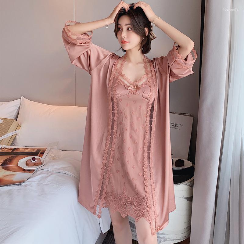 Women's Sleepwear Women's Lisacmvpnel With Bra Sexy Ice Silk Robe Set Lace Princess Wind Nightgown Home Clothes, Brown
Women's Sleepwear Women's Lisacmvpnel With Bra Sexy Ice Silk Robe Set Lace Princess Wind Nightgown Home Clothes, Brown