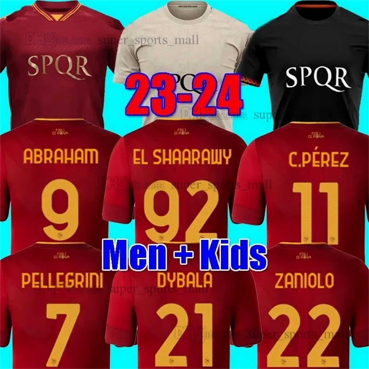 23 24 New season Soccer jerseys DYBALA romas maglia Pellegrini belotti CELIK Abraham 2023 2024 Football shirts MANCINI KUMBULLA men kids kit EL SHAARAWY Uniform, 23 24 men away
23 24 New season Soccer jerseys DYBALA romas maglia Pellegrini belotti CELIK Abraham 2023 2024 Football shirts MANCINI KUMBULLA men kids kit EL SHAARAWY Uniform, 23 24 men away