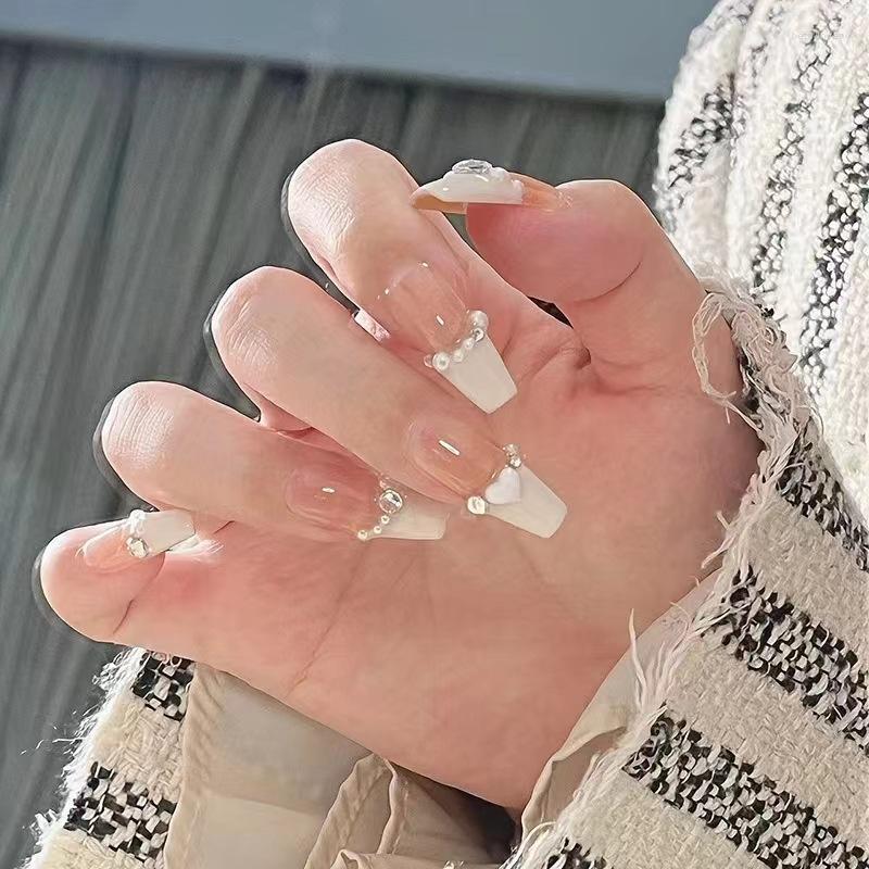False Nails Long Nude Cream French Style Nail Wearing Temperament Gentle Patch Pearl Love Enhancement Sheet Finished, B26
False Nails Long Nude Cream French Style Nail Wearing Temperament Gentle Patch Pearl Love Enhancement Sheet Finished, B26