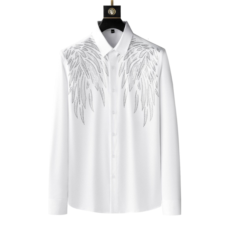 Men's Dress Shirts Men High-quality Shirt Personality Wing Pattern Rhinauroid Slim-fit Non-ironing Business Leisure Commuting Daily Top 230628