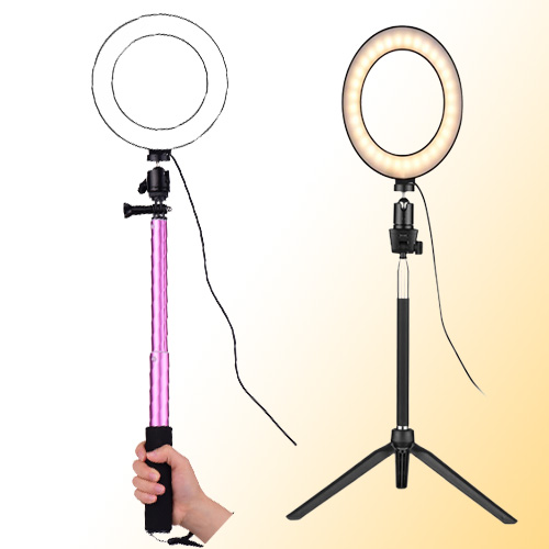 6 Inch Mini LED Ring Light Pography Lamp Dimmable 3 Lighting Modes Mini Desktop Tripod Ballhead for Selfie Pography