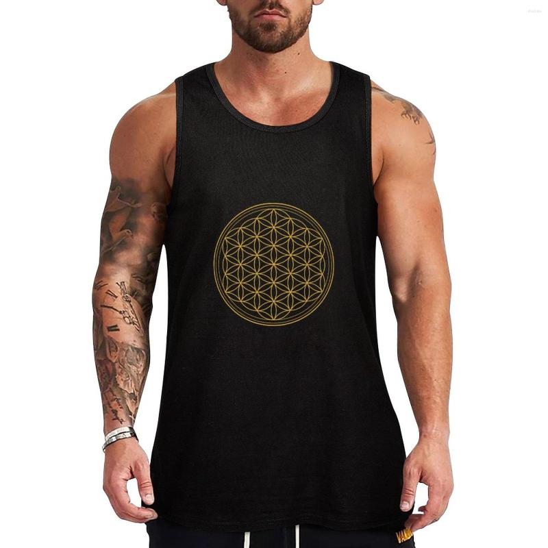 Men' Tank Tops Flower Of Life Top T-shirt Men' Gym Sleeveless Shirt Man Fitness, Black