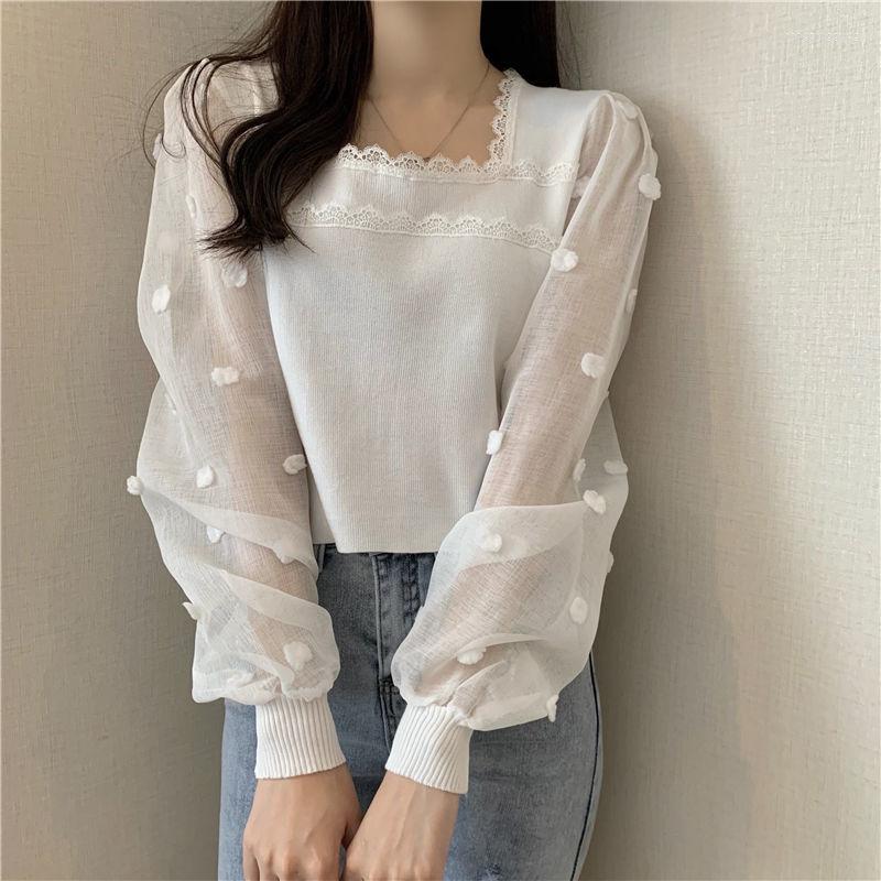 Women' Sweaters Woman Gentle Square Collar Sweater For Women Western Style Inner Wear Spring Autumn Chiffon Long Sleeve Patchwork Top, White
Women' Sweaters Woman Gentle Square Collar Sweater For Women Western Style Inner Wear Spring Autumn Chiffon Long Sleeve Patchwork Top, White
