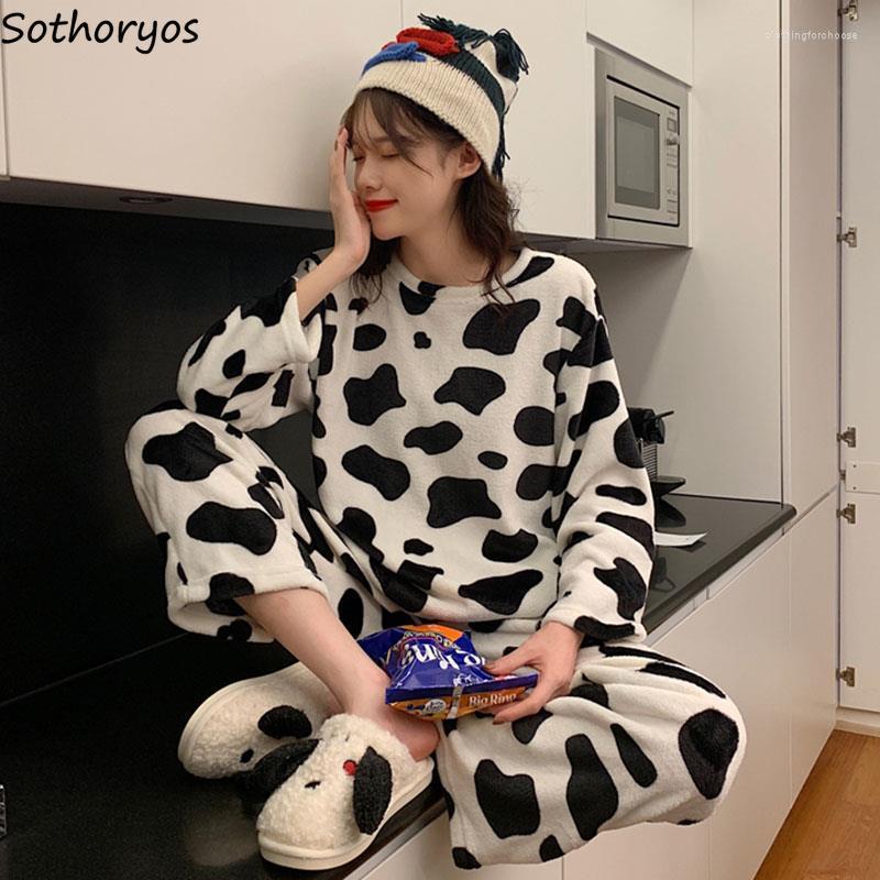 Women's Sleepwear Women Pajama Sets Long Sleeve Top And Pants Thicken Cows Print Soft Warm Females Leisure Chic Loose Lovely Home Trendy, Multi
Women's Sleepwear Women Pajama Sets Long Sleeve Top And Pants Thicken Cows Print Soft Warm Females Leisure Chic Loose Lovely Home Trendy, Multi
