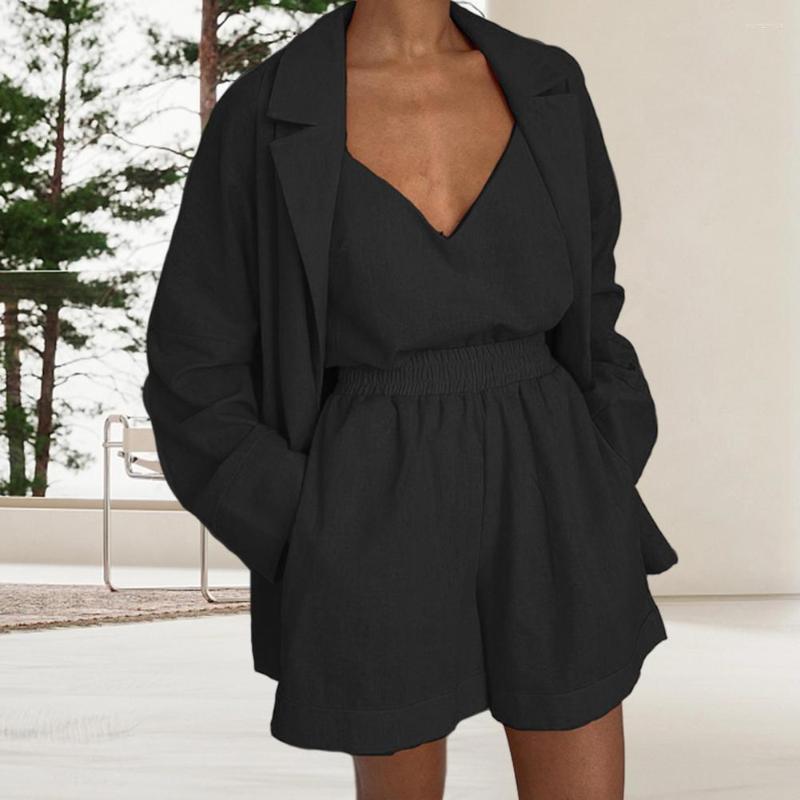 Women' Tracksuits 3 Pcs/Set Women Coat Vest Shorts Set Low-cut High Waist Lady Summer Outfit Lapel V Neck Pockets Tracksuit Female Clothing, Black
Women' Tracksuits 3 Pcs/Set Women Coat Vest Shorts Set Low-cut High Waist Lady Summer Outfit Lapel V Neck Pockets Tracksuit Female Clothing, Black