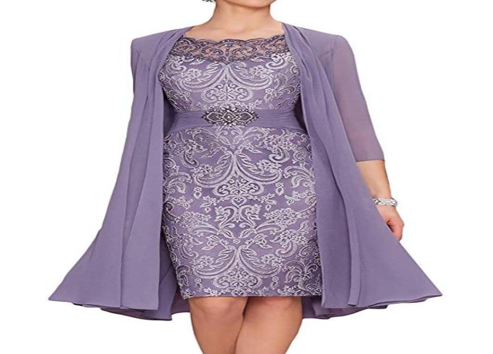 2019 sliver Mother Of The Bride Dresses with chiffon jacket lace beading 34 sleeves Plus Size knee Length Two Pieces evening gown7323945
2019 sliver Mother Of The Bride Dresses with chiffon jacket lace beading 34 sleeves Plus Size knee Length Two Pieces evening gown7323945
