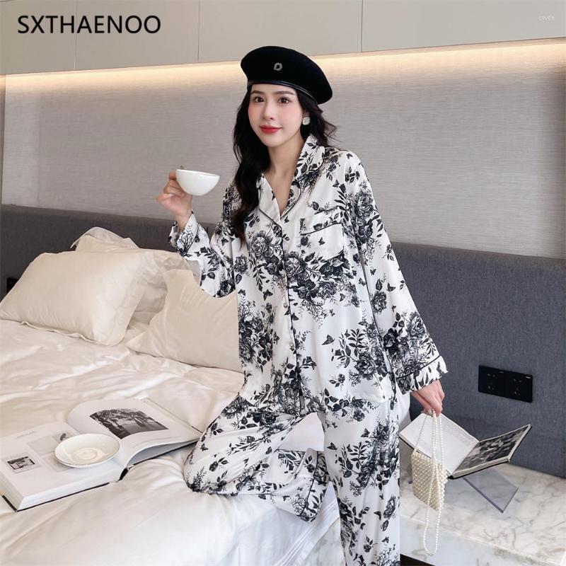 Women's Sleepwear SXTHAENOO Women's Luxury Pajama Set Jungle Ink Painting Ladies Home Suit Spring Pijama 2 Pieces With Pants Wear For, White
Women's Sleepwear SXTHAENOO Women's Luxury Pajama Set Jungle Ink Painting Ladies Home Suit Spring Pijama 2 Pieces With Pants Wear For, White