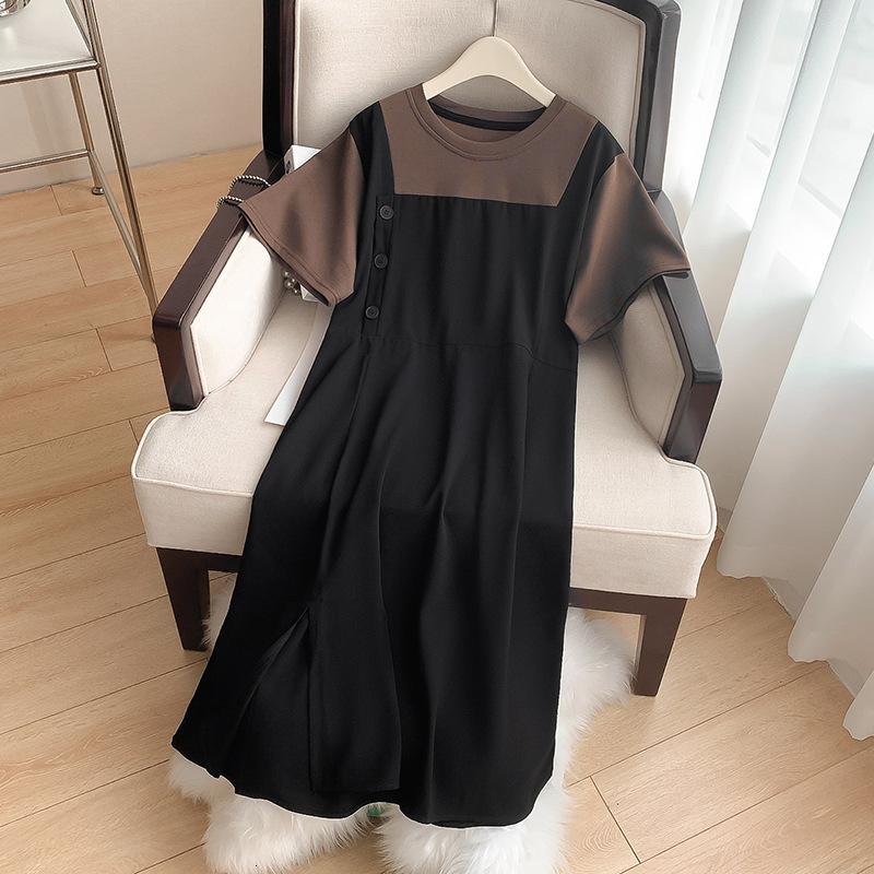 Plus size Dresses 160Kg Size Women's Bust 160 Summer Loose Round Neck Short Sleeve Fake TwoPiece Dress Black 6XL 7XL 8XL 10XL 230627
Plus size Dresses 160Kg Size Women's Bust 160 Summer Loose Round Neck Short Sleeve Fake TwoPiece Dress Black 6XL 7XL 8XL 10XL 230627
