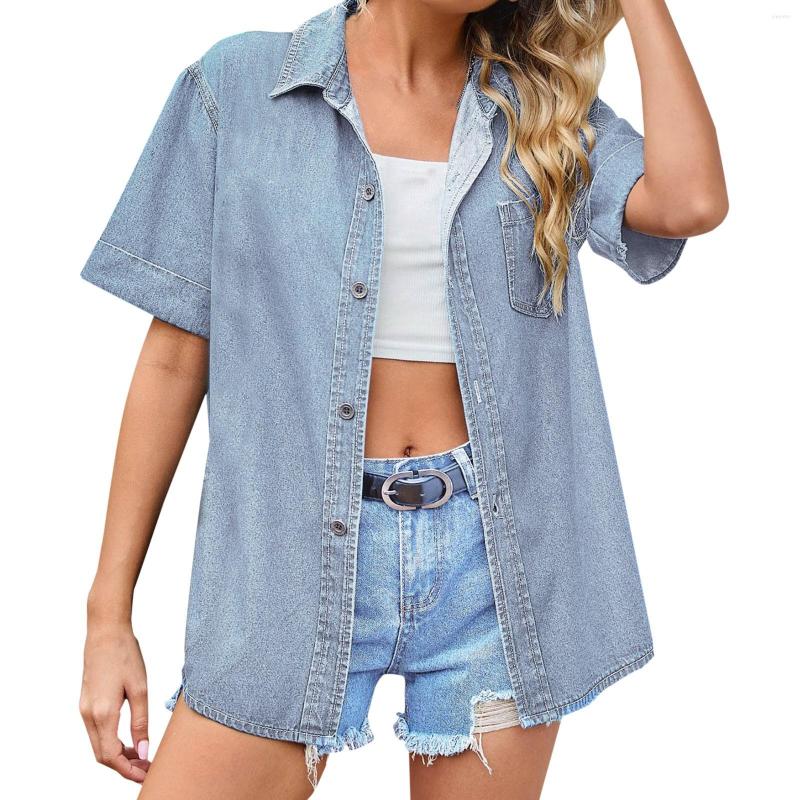 Women's Blouses Summer Short Sleeve Denim Shirts Women Fashion Streetwear Casual Slim Fit Lapel Tops Button Up Shirt Cardigan Blouse Tunic, Blue
Women's Blouses Summer Short Sleeve Denim Shirts Women Fashion Streetwear Casual Slim Fit Lapel Tops Button Up Shirt Cardigan Blouse Tunic, Blue