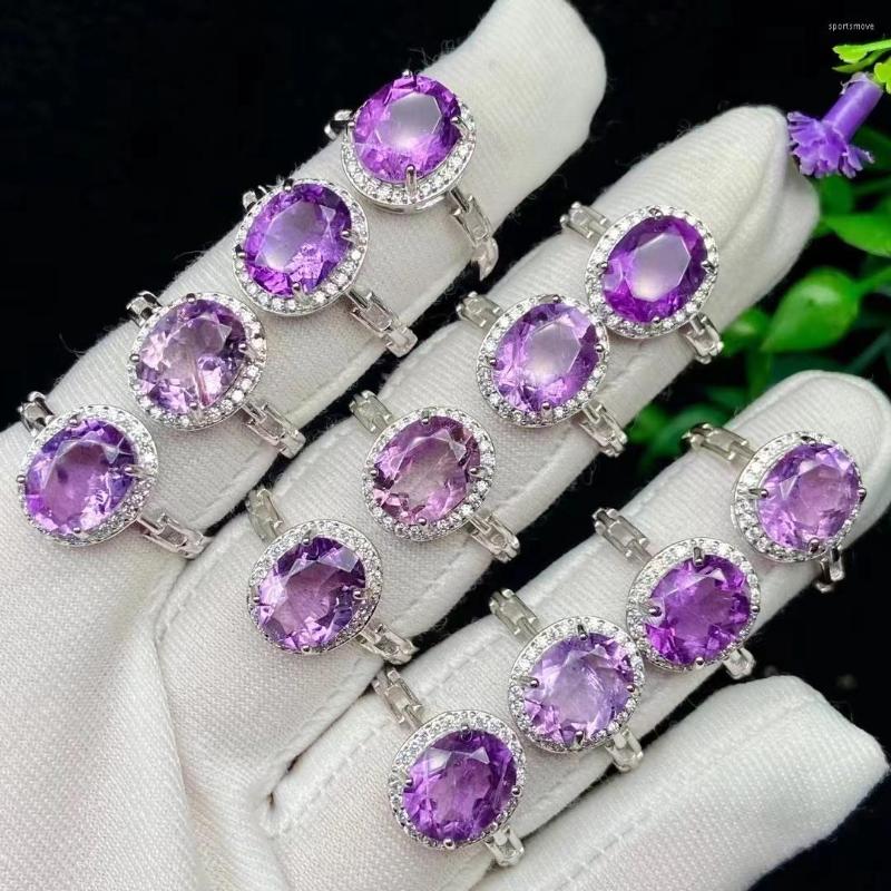 Cluster Rings 10PCS Luxury Natural Amethyst Ring For Women Charm Healing Gem Adjustable Fashion Party Wedding Bride Jewelry Gift
Cluster Rings 10PCS Luxury Natural Amethyst Ring For Women Charm Healing Gem Adjustable Fashion Party Wedding Bride Jewelry Gift