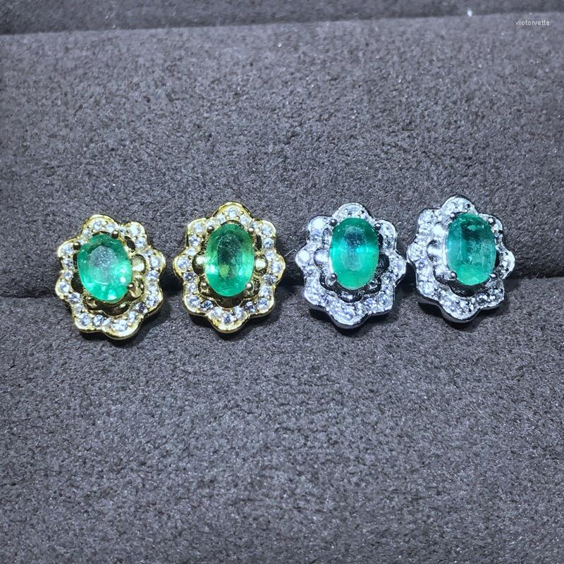 Stud Earrings Trendy 0.5ct Natural Colombian Emerald Flower For Women 925 Silver Gold Plated Gemstone Wedding
Stud Earrings Trendy 0.5ct Natural Colombian Emerald Flower For Women 925 Silver Gold Plated Gemstone Wedding