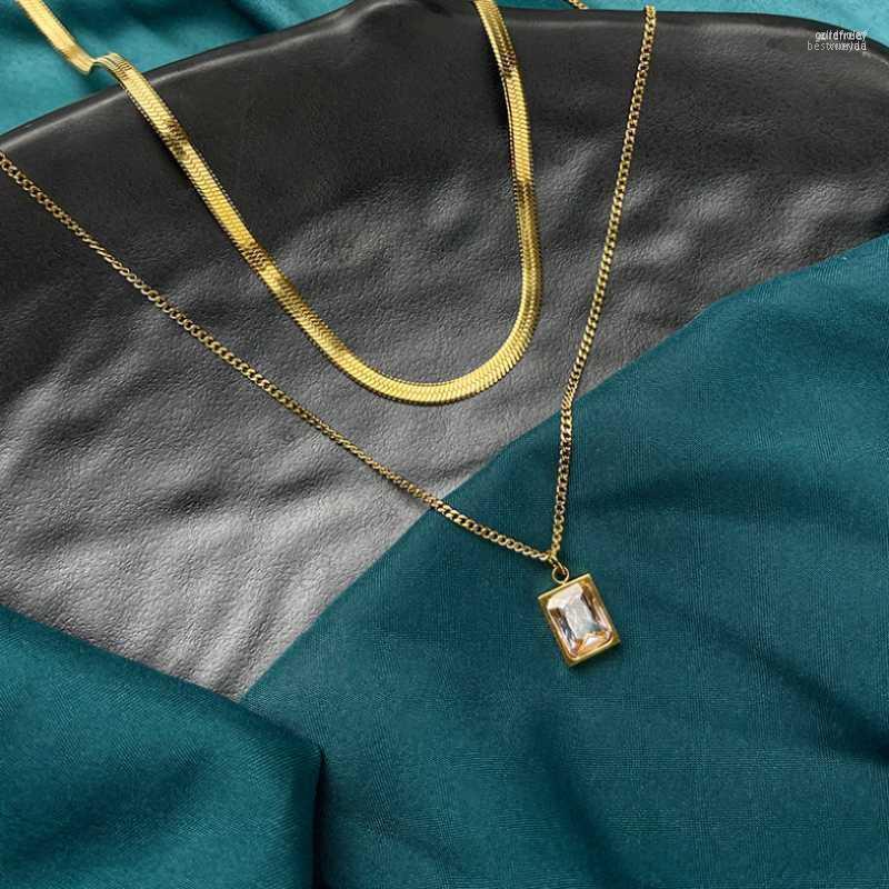 Pendant Necklaces 316L Stainless Steel Fashion Fine Jewelry 2 Layer Geometry Embedded Zircon Charms Chain Choker & PendantsFor Women Gor
Pendant Necklaces 316L Stainless Steel Fashion Fine Jewelry 2 Layer Geometry Embedded Zircon Charms Chain Choker & PendantsFor Women Gor