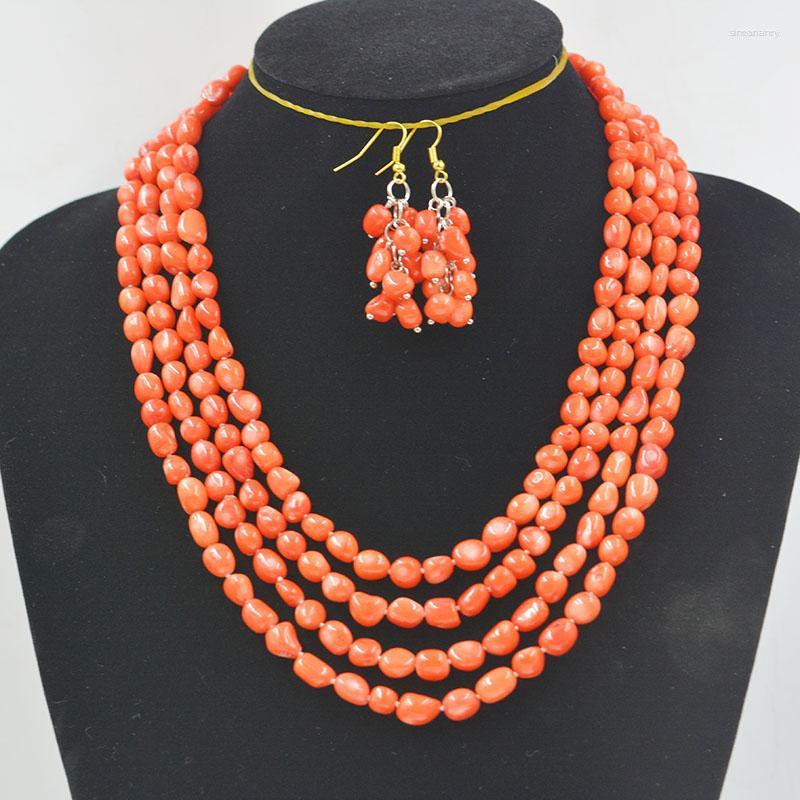 Necklace Earrings Set Sweet/Romantic. African Bride Wedding Necklace. 4-row Natural Orange Coral And Earring, Picture shown
Necklace Earrings Set Sweet/Romantic. African Bride Wedding Necklace. 4-row Natural Orange Coral And Earring, Picture shown