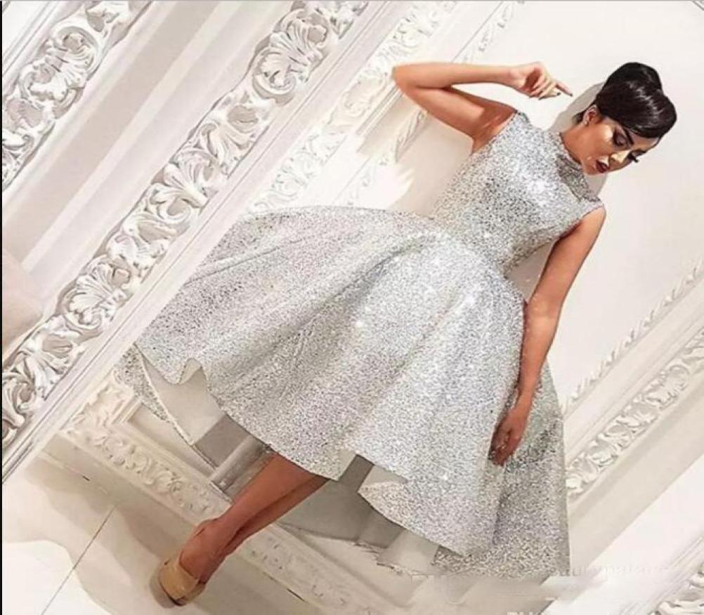 Bling Bling Silver Sequin High Collar Prom Dress With Sleeveless Short Front Long Back 2019 Cheap Arabic Evening Wears7746453, Gray
Bling Bling Silver Sequin High Collar Prom Dress With Sleeveless Short Front Long Back 2019 Cheap Arabic Evening Wears7746453, Gray
