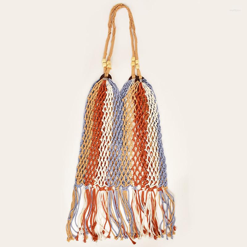 Evening Bags Multicolor Cotton Straw Bag Bohemian Tassel Beach Handbag Women Crochet Fringed Ladys Beaded Woven Shoulder, Picture 1
Evening Bags Multicolor Cotton Straw Bag Bohemian Tassel Beach Handbag Women Crochet Fringed Ladys Beaded Woven Shoulder, Picture 1