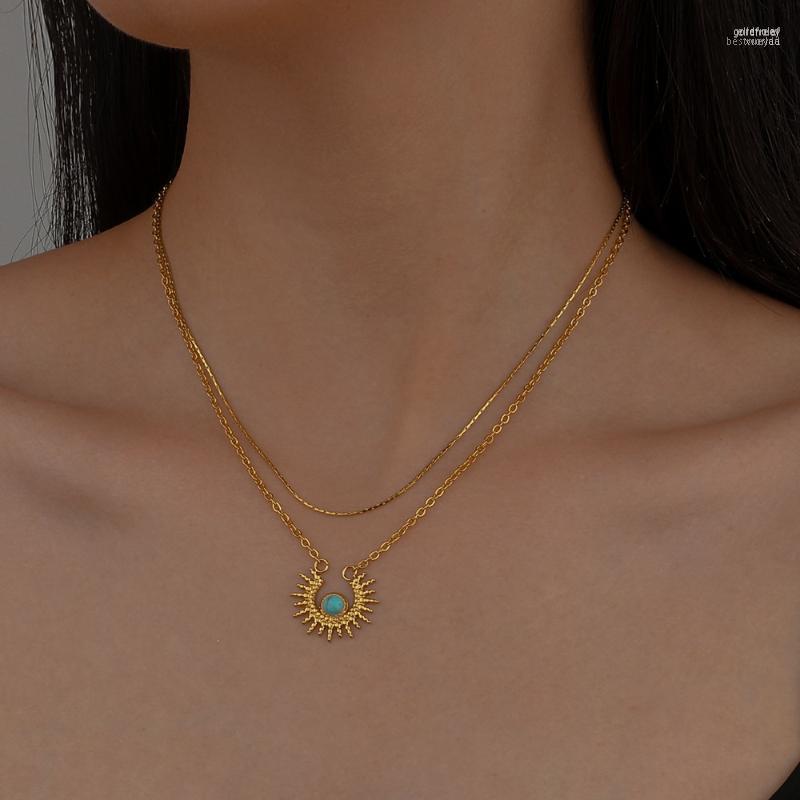 Pendant Necklaces 2023 Personality Creative Stainless Steel Double Gold Chain Sun Turquoise Necklace Female Memorial Day Jewelry Gord22
Pendant Necklaces 2023 Personality Creative Stainless Steel Double Gold Chain Sun Turquoise Necklace Female Memorial Day Jewelry Gord22