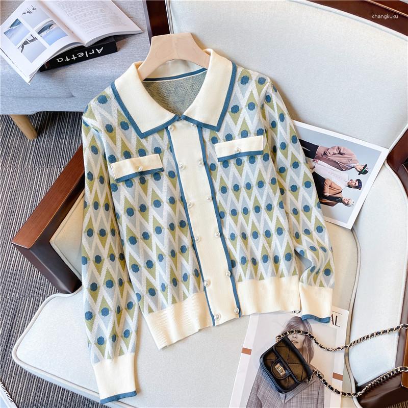 Women's Sweaters 2023 Autumn Winter Casual Knitted Sweater Women Elegant Beaded Loose Tops Polo Collar Long Sleeve Plaid Pullover Jumper, Picture
Women's Sweaters 2023 Autumn Winter Casual Knitted Sweater Women Elegant Beaded Loose Tops Polo Collar Long Sleeve Plaid Pullover Jumper, Picture