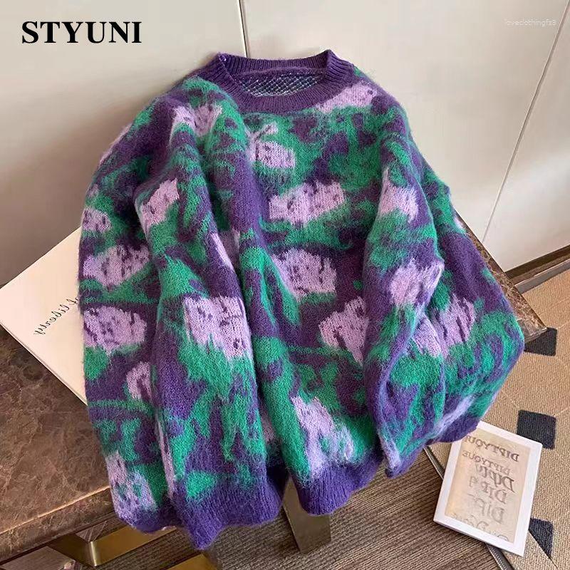 Women's Sweaters Purple Mohair Acrylic Vintage Round Neck Loose Knitted Women's Sweater Long Sleeve Korean Fashion Chic Pullover Winter, Violet
Women's Sweaters Purple Mohair Acrylic Vintage Round Neck Loose Knitted Women's Sweater Long Sleeve Korean Fashion Chic Pullover Winter, Violet