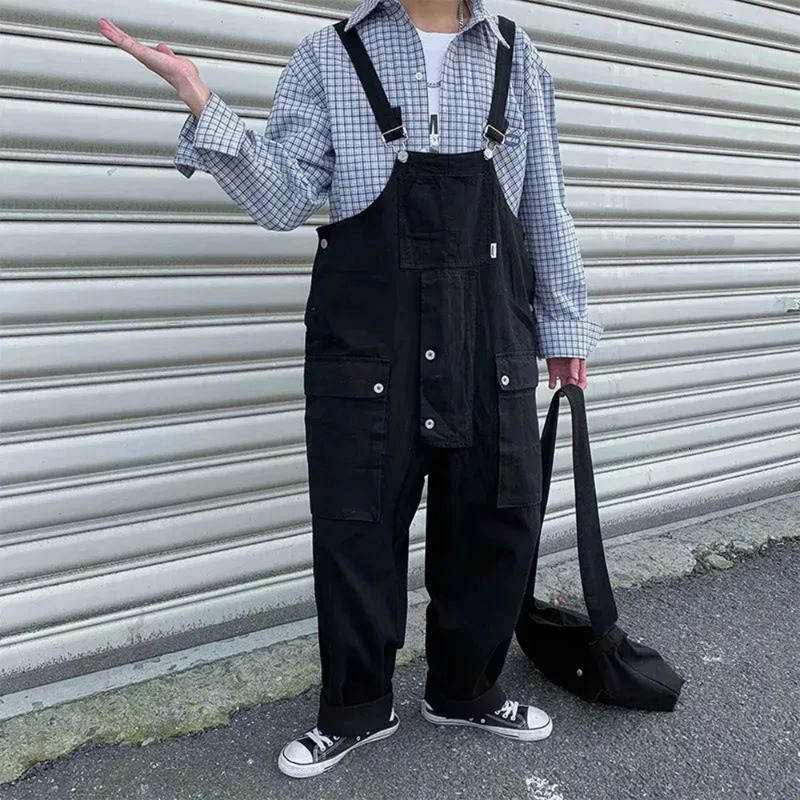 Men's Jeans Men Denim Overalls Loose Baggy Street Hip Hop Japanese Style MultiPocket Streetwear Work Trousers Cargo Jumpsuit 230628