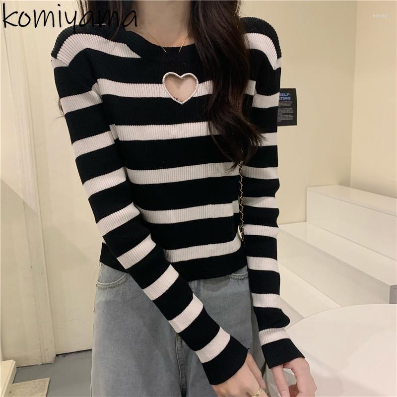 Women' T Shirts Komiyama Summer Hollow Out Love Heart Y2k Tops Hit Color Striped Tees O Neck Long Sleeve Shirt Basic Knitted Ropa Mujer, Blue
Women' T Shirts Komiyama Summer Hollow Out Love Heart Y2k Tops Hit Color Striped Tees O Neck Long Sleeve Shirt Basic Knitted Ropa Mujer, Blue