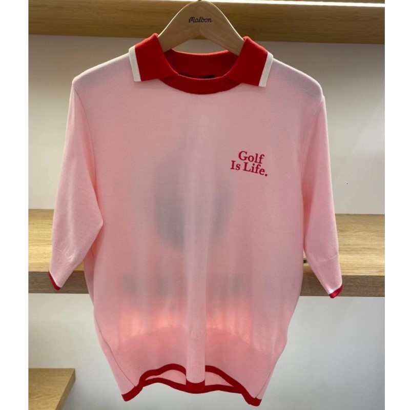 Women Golf Knitted Top Pullover Puff Sleeve Casual Sweater Blouse Shirt 230627