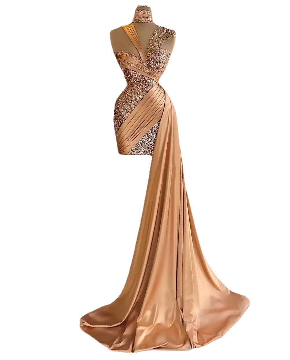 Sparkle Gold Mermaid Evening Dresses with Over Skirt Sequin Pleat Short Prom Gowns High Collar Ladies Sexy vestido de novia
Sparkle Gold Mermaid Evening Dresses with Over Skirt Sequin Pleat Short Prom Gowns High Collar Ladies Sexy vestido de novia