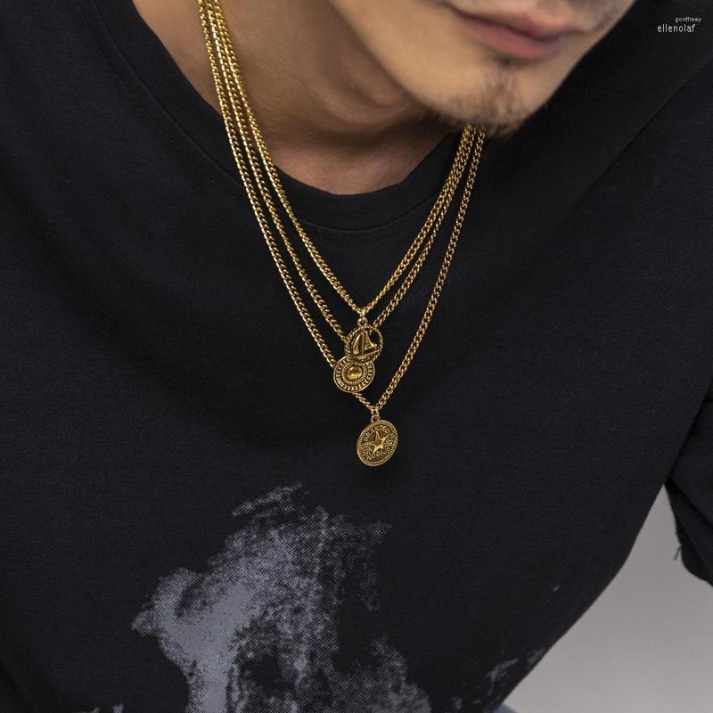 Pendant Necklaces 3pcs/set Fashion Hip Hop Multilayer Metal Chain Flower Pattern Coin Disc Necklace Punk Men's Casual Sailboat Jewelry
Pendant Necklaces 3pcs/set Fashion Hip Hop Multilayer Metal Chain Flower Pattern Coin Disc Necklace Punk Men's Casual Sailboat Jewelry