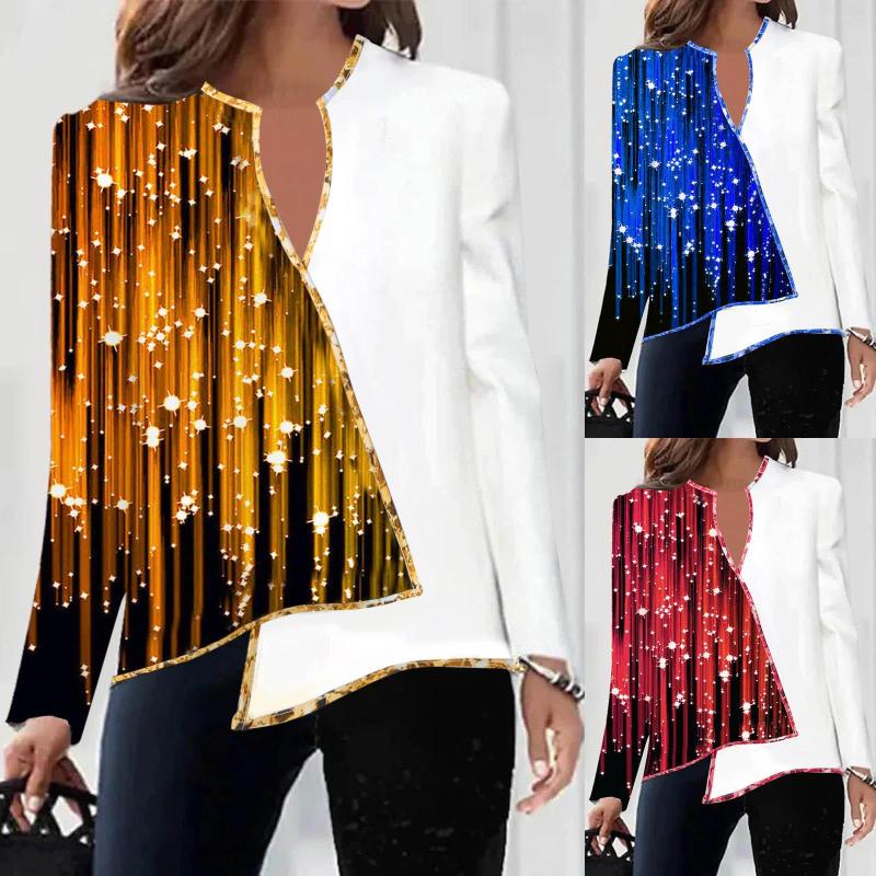 Women's Blouses Women Fashion V Neck Sequin Gradient Print Irregular Hem Long Sleeve Pullover Shirt Top Vintage Cardigan
Women's Blouses Women Fashion V Neck Sequin Gradient Print Irregular Hem Long Sleeve Pullover Shirt Top Vintage Cardigan