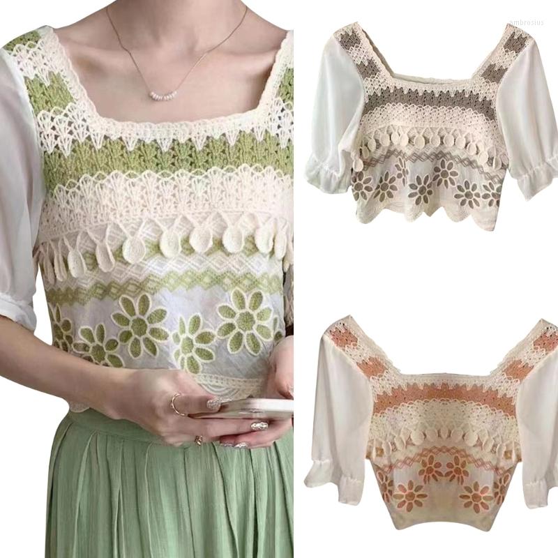 Women's Tanks Vintage Embroidery Flowers Square Neck Tops Summer Crop Top For Women Short Sleeve Blouses, Brown
Women's Tanks Vintage Embroidery Flowers Square Neck Tops Summer Crop Top For Women Short Sleeve Blouses, Brown