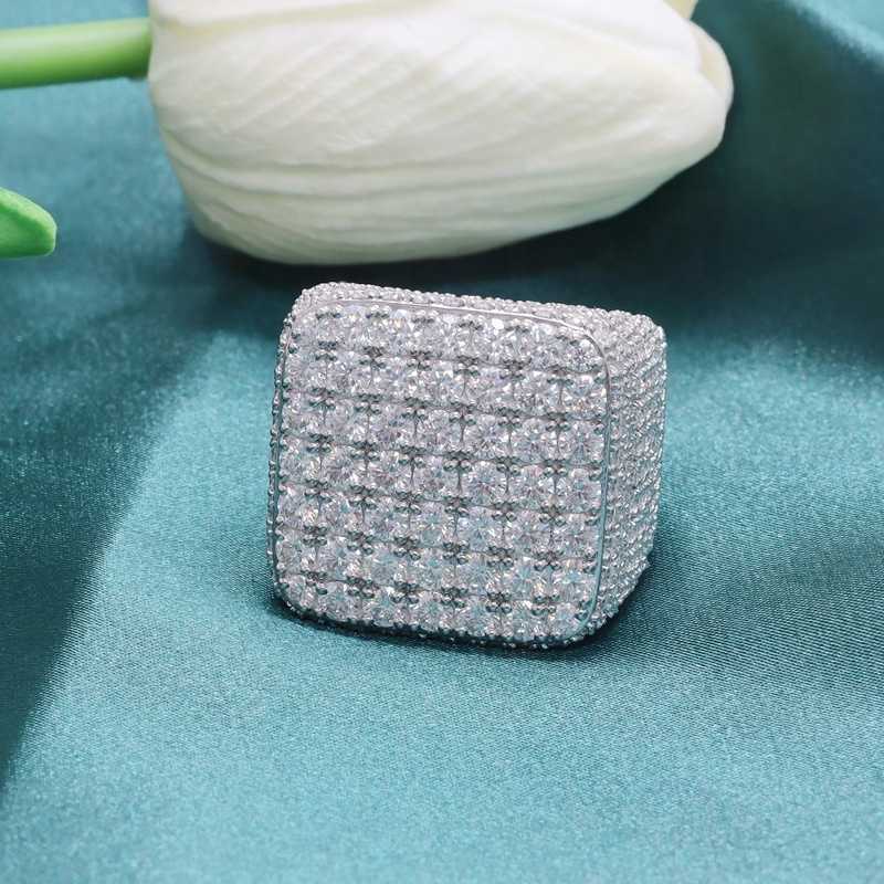 Custom Fine Hip Hop Iced Out Vvs Moissanite Ring Sterling Sier Full Men Hiphop Lab Dia