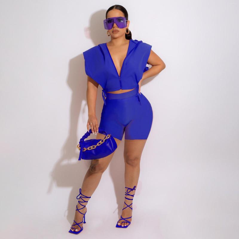 Women' Tracksuits GPBD 2023 Short Sleeve Hooded Neck Top Elastic Pants Two Piece Sets Street Casual Style Pure Color Women Suit, Blue
Women' Tracksuits GPBD 2023 Short Sleeve Hooded Neck Top Elastic Pants Two Piece Sets Street Casual Style Pure Color Women Suit, Blue