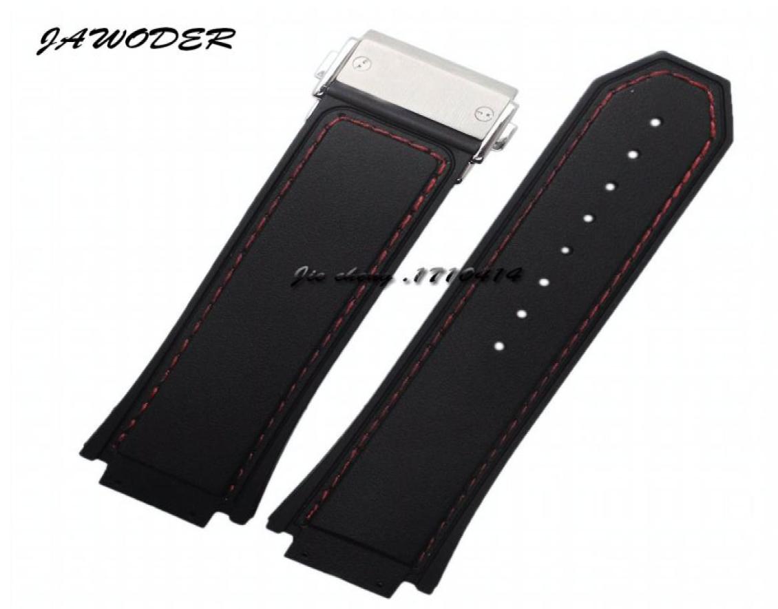 JAWODER Watchband 30 X19mm Men Red Stitched Black Silicone Rubber Watch Band Strap Stainless Steel Deployment Buckle for HUB Big B1541753
JAWODER Watchband 30 X19mm Men Red Stitched Black Silicone Rubber Watch Band Strap Stainless Steel Deployment Buckle for HUB Big B1541753