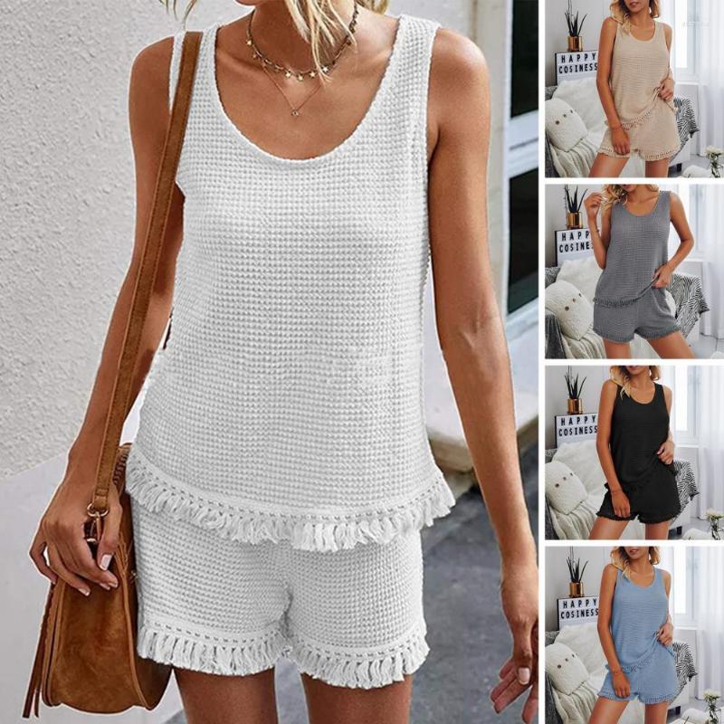 Women' Tracksuits 1 Set Tank Top Shorts Round Neck Tassels Hem Sleeveless Elastic Waist Two-piece Casual Wear Solid Color Women Summer Bea, Black
Women' Tracksuits 1 Set Tank Top Shorts Round Neck Tassels Hem Sleeveless Elastic Waist Two-piece Casual Wear Solid Color Women Summer Bea, Black