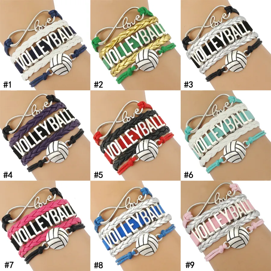 New volleyball shape charm Sport bracelets For Women Men Love Infinity handmade Braided leather rope Wrap Bangle Fashion Jewelry
New volleyball shape charm Sport bracelets For Women Men Love Infinity handmade Braided leather rope Wrap Bangle Fashion Jewelry