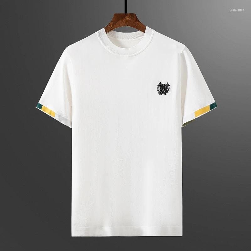 Men's T Shirts High-End Trend Letter Embroidery Knitted T-shirt Men's Short Sleeve Round Neck Summer Casual Ice Silk Breathable Half Top, Black
Men's T Shirts High-End Trend Letter Embroidery Knitted T-shirt Men's Short Sleeve Round Neck Summer Casual Ice Silk Breathable Half Top, Black
